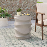COSIEST Outdoor Side Table, 18''H Patio Concrete Side Accent Table - Photo 1