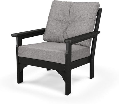 POLYWOOD® Vineyard Deep Seating Chair in Black/Grey Mist