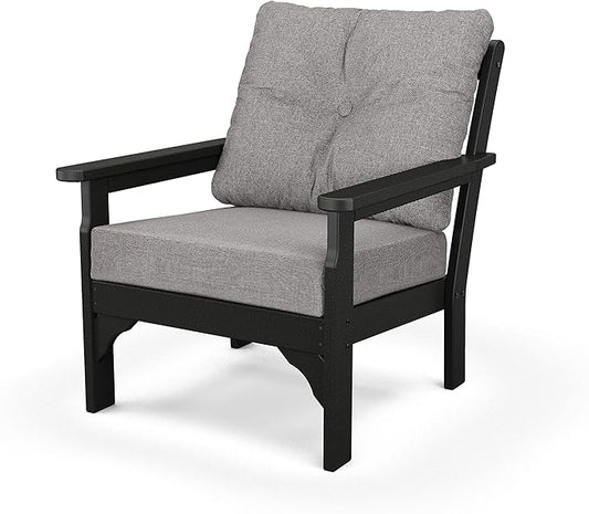 POLYWOOD® Vineyard Deep Seating Chair in Black/Grey Mist