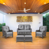 Belord 6 Pieces Patio Furniture Set Outdoor Wicker Furniture, 2 Patio Wicker Chairs with 1 Loveseat Sofa - Photo 2