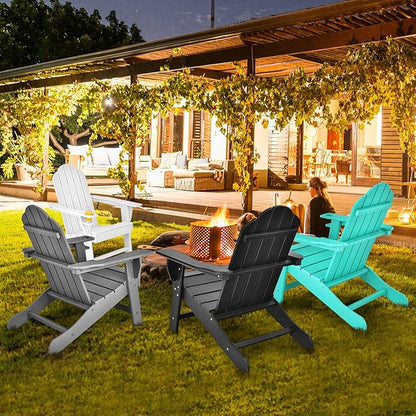 Giantex Adirondack Chair Outdoor Fire Pit Chairs, HDPE Weather Resistant Patio Chair for Outside Campfire,Deck, Garden, Yard, Lawn Furniture Porch and Lawn Seating Composite Chairs, Grey