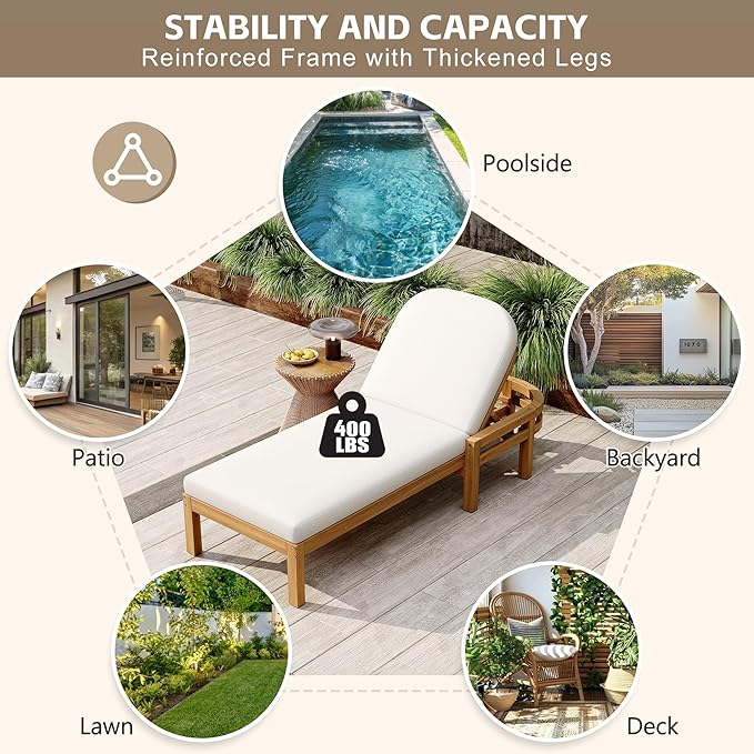 Merax Luxury Outdoor Chaise Lounge Chairs with 4 Inch Thick Cushions - Photo 3