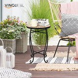 VINGLI Mosaic Outdoor Side Table, 14" Round End Table, Accent Table, Plant Stand Ideal for Pool Side, Porch, Patio - Photo 8