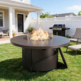 Gotland 5 Piece Patio Set, Aluminum Outdoor Swivel Chairs Set with 48’’ Round Fire Pit 5.1’’ High-Resilience Seat - Photo 7