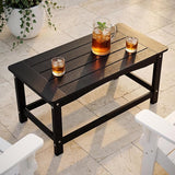 Outdoor Coffee Table for Patio, 35 Inch Rectangle Patio Coffee Table, Black All-Weather Poly Lumber Balcony Table - Photo 1