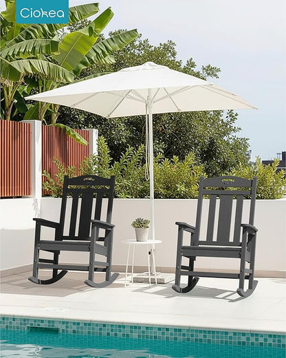 Ciokea Oversized Outdoor Rocking Chairs Set of 4, 380lbs Heavy-Duty Large Patio Rocker, High Back Cozy Porch Chairs, Weather Resistant Patio Rocking Chairs for Outside, Fire Pit, Deck, Dark Grey