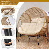 NICESOUL® Double Egg Chair Indoor Outdoor Stationary Oversized Thicken Padded Cushions, 2 Person Egg Loveseat Chair - Photo 4