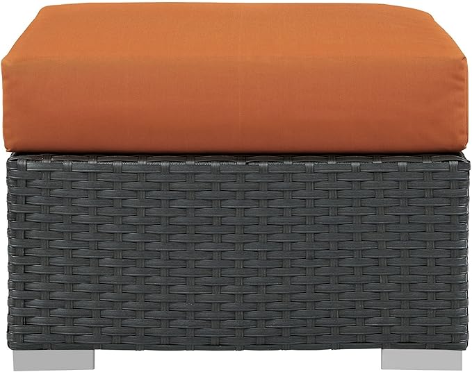 Modway Sojourn Wicker Rattan Outdoor Patio Sunbrella Fabric Ottoman in Canvas Tuscan - Photo 4