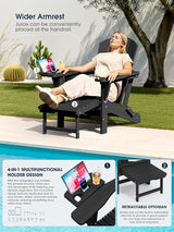 KINGYES Adjustable Folding Adirondack Chair with Footrest & 4-in-1 Multi-Functional Armrest Organizer Set of 2 - Photo 3