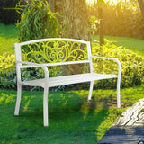 50 Inch Metal Garden Bench for Outdoor Patio, Powder Coated Steel Bench with PVC Backrest & Armrests - Photo 2