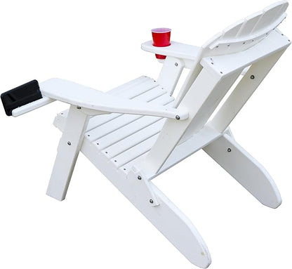 Furniture Barn USA Poly Folding Adirondack Chair with Smart Phone Holder, Bright White