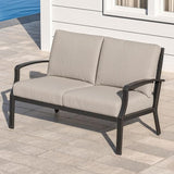 Never-Rust Aluminum Outdoor Loveseat, Modern Patio Loveseat Couch with Deep Seating - Photo 1