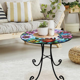 18" Side Table Outdoor, Hummingbird Metal Accent Table, Indoor Small Round End Tables - Photo 7