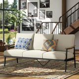 NATURAL EXPRESSIONS Patio Sofa Outdoor Furniture Metal Chair with Wicker Backrest & 6 Inches Cushion for Indoor - Photo 3