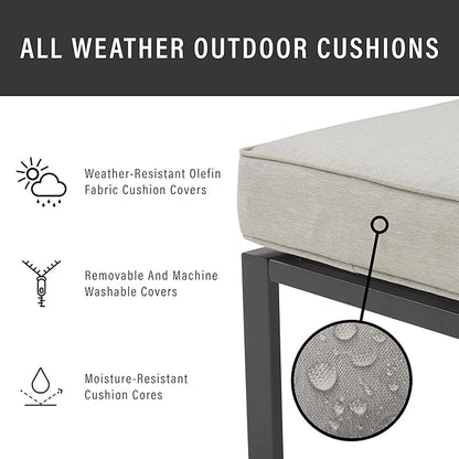 Crosley Furniture Clark Outdoor Sectional Left Side Loveseat, 2-Person Patio Couch for Deck, Backyard, Matte Black with Taupe Cushions