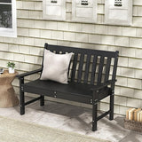 Giantex Outdoor Bench, 52-Inch Outside Bench All-Weather HDPE Park Bench with Backrest and Armrests - Photo 2