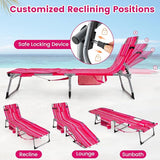 Goplus Tanning Chair with Face Arm Holes, Portable Sunbathing Chair w/4-Level Backrest, Head Pillow - Photo 4