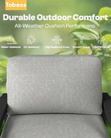 HDPE 5 Piece Patio Furniture Set, Outdoor Couch with Washable Thick Gray Cushions & Coffee Table & Side Table - Photo 3
