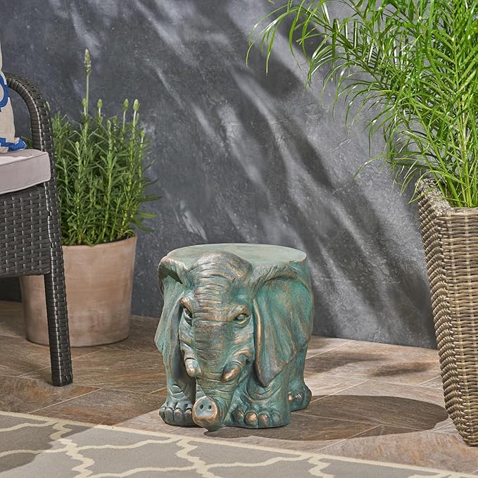 Garden Stool, Plant Stool or Elephant Table for Garden, Front Porch, Patio, Outside, Indoor, Lightweight Concrete - Photo 2