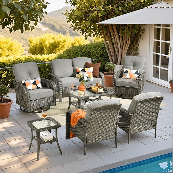 HOOOWOOO Patio Furniture Set, 7 Pieces Outdoor Conversation Set - Photo 1