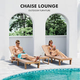 WACASA Outdoor Chaise Lounge Chairs Set of 2, Oversized Lounge Chairs with 5-Level Adjustable Backrest & Cup Holder - Photo 3