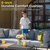 Sundale Outdoor 5 Pieces Patio Furniture Set with Fire Pit Table, Metal Outdoor Sectional Sofa with 6" Olefin Cushion - Photo 3