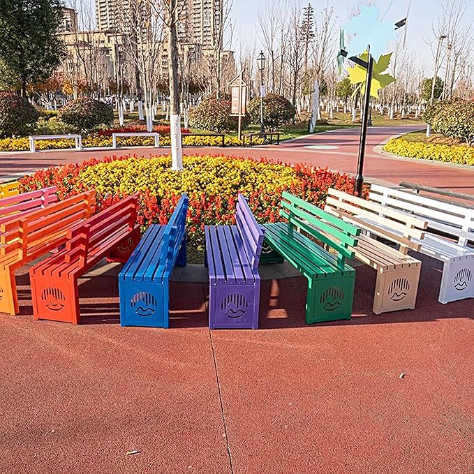 Outdoor Metal Garden Bench, Outdoor Benches Weatherproof with Backrest, Patio Bench for Outside Park, Picnic, Yard, Front Porch, Backyard(Yellow,180cm/71in)