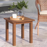 Tangkula Square Outdoor Side Table, 17.5?Patio Hardwood End Table w/Slatted Tabletop, Small Coffee Table - Photo 1