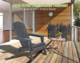 Folding Adirondack Chairs Set of 2, All-Weather Wide Armrest Wooden Outdoor Chairs, Fire Pit & Front Porch Chairs - Photo 5
