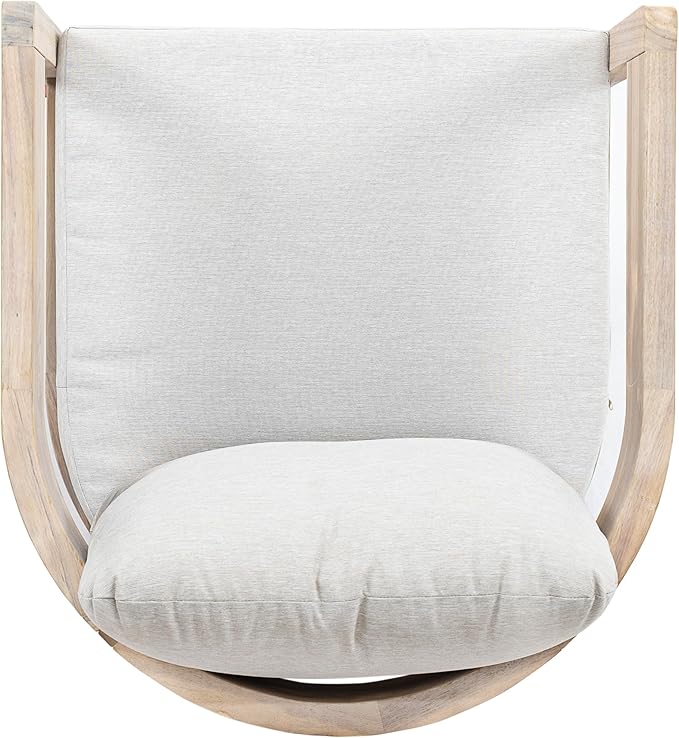 Christopher Knight Home Telluride Outdoor Acacia Wood Swivel Club Chair with Removable Cushion, 360° Rotating Patio Armchair for Garden, Balcony, or Poolside Seating, Beige + Light White