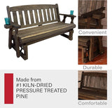 Amish Heavy Duty 800 Lb Mission Pressure Treated Porch Glider with Cupholders (4 Foot, Dark Walnut Stain) - Photo 6