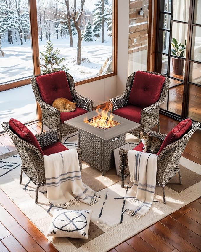 Patio Wicker Chairs Outdoor Furniture Chair - Set of 4 Outside All Weather Lawn Dining Brown Rattan Armchair with High - Photo 2