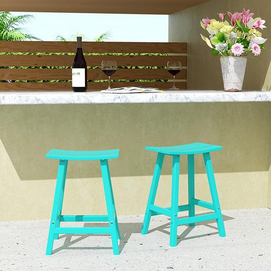 WestinTrends Malibu 2 Piece Set of 29 Height Outdoor/Patio Saddle bar stools, Turquoise