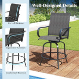 Tangkula Outdoor Swivel Bar Stools Set of 2, Bar Height Tall Patio Chairs with Armrests & High Back - Photo 7