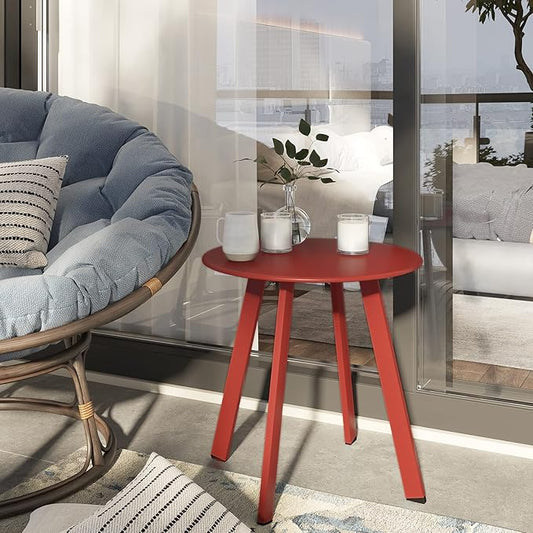 Grand patio Outdoor Side Table Round End Table with Square Feet Small Accent Table Great for Patio Balcony