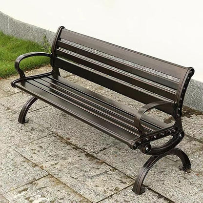 Outdoor Metal Benches,Cast Aluminum Lightweight Sturdy Bench,Weatherproof,Park Bench,2-Person Seat Bench with Backrest,for Porch, Patio, Lawn, Balcony, Backyard(Size:150cm/59in)