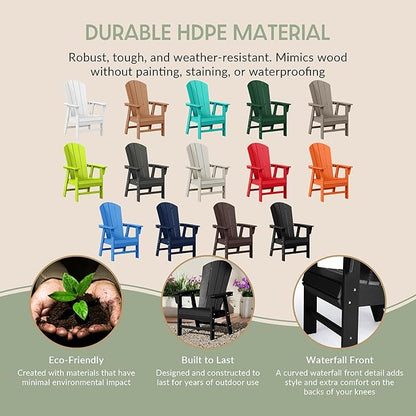 WestinTrends Malibu Outdoor Patio HDPE Plastic Adirondack Dining Chair Black