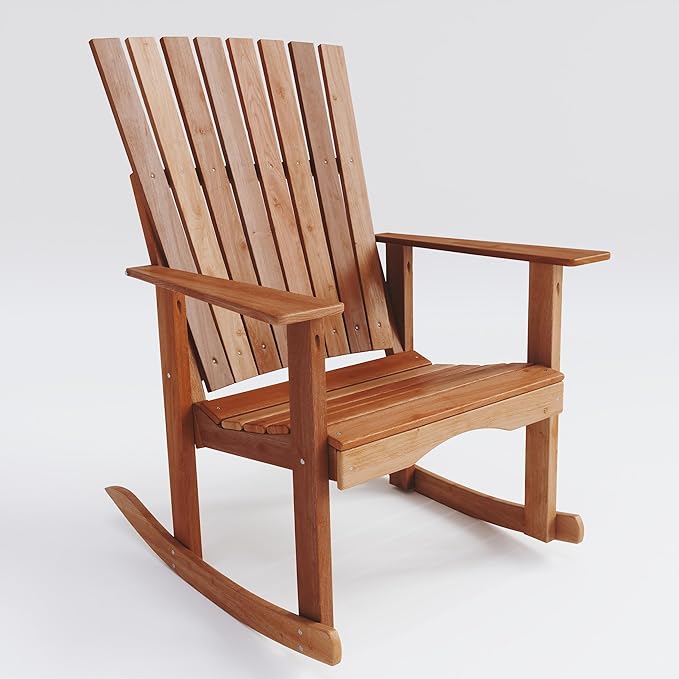Eden Cedar Wood Rocking Chair in Cedar Stain - Amish Rocker Crafted in The USA for Porch, Patio, or Indoor