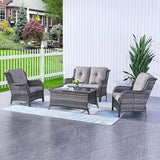 HUMMUH 4 Piece Patio Conversation Furniture Set PE Wicker Rattan Outdoor Loveseat Sofa, Patio Chairs - Photo 8