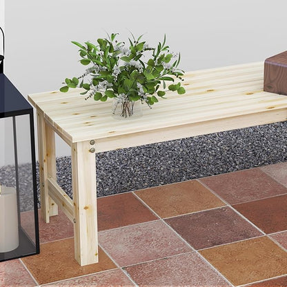 Outsunny 2-Seat Wood Garden Bench, Patio Bench Outdoor Bench with Slatted Seat, Backless Front Porch Bench for Park, Garden, Poolside, Deck, Nature Wood