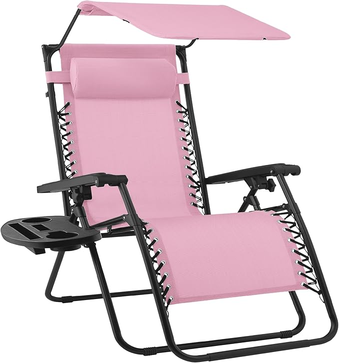 Best Choice Products Folding Zero Gravity Outdoor Recliner Patio Lounge Chair w/Adjustable Canopy Shade, Headrest - Photo 1