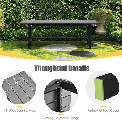 Giantex 2-Person Outdoor Bench Seat - Backless Patio Garden Bench, 47” Weatherproof Outside Chair with Slatted Seat, Metal Frame, 660 LBS Capacity, Dining Bench Chair for Yard, Park, Balcony, Gray