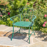 Zaer Ltd. Vintage Style Metal Patio Furniture with Heart Design Accents, Outdoor/Indoor Decor (Antique Green, Arm Chair) - Photo 1