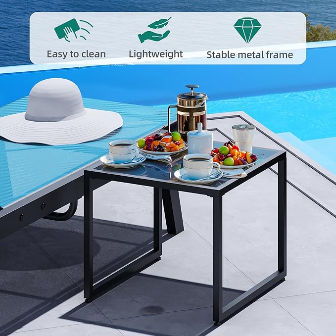 YITAHOME Outdoor Chaise Lounge Chairs Set of 3, Pool Loungers with Side Table, 5-Position Adjustable Backrest - Photo 3