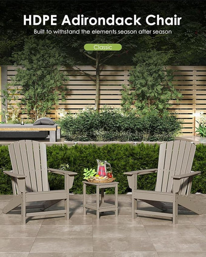 GREENVINES Adirondack Chairs Set of 2 | Wood Grain HDPE Plastic | Oversized Fire Pit Chair | All Weather | Desert Brown | Poly Lumber | for Outdoor Deck Backyard Patio Garden
