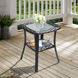 ovios Outdoor Side Table with Tempered Glass Top - Photo 9