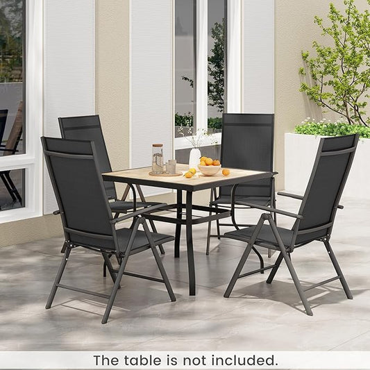 Giantex 2 Pack Folding Patio Chairs, High Back Outdoor Chairs with 7-Level Adjustable High Backrest, Portable Reclining Chairs for Lawn Porch Garden Poolside Camping, No Assembly, Black
