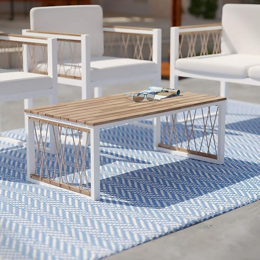 SEI Furniture Wallmond Outdoor Cocktail Table, Natural and White