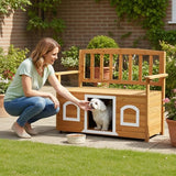 VINGLI Outdoor Storage Bench with Built-in Dog House - Photo 9