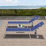 Domi Patio Chaise Lounge Set of 2 with Side Table, Adjustable Full Aluminum Pool Lounge Chairs with Wheels - Photo 1